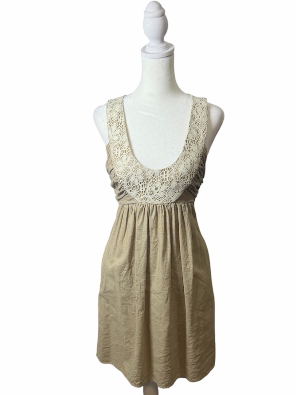 Anthropologie Molly New York Shimmer Linen Empire Waist Sleeveless Dress. Size 4